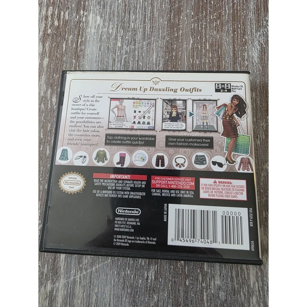 Style Savvy Nintendo DS Game Case Authentic Fashion Boutique Simulation Girls